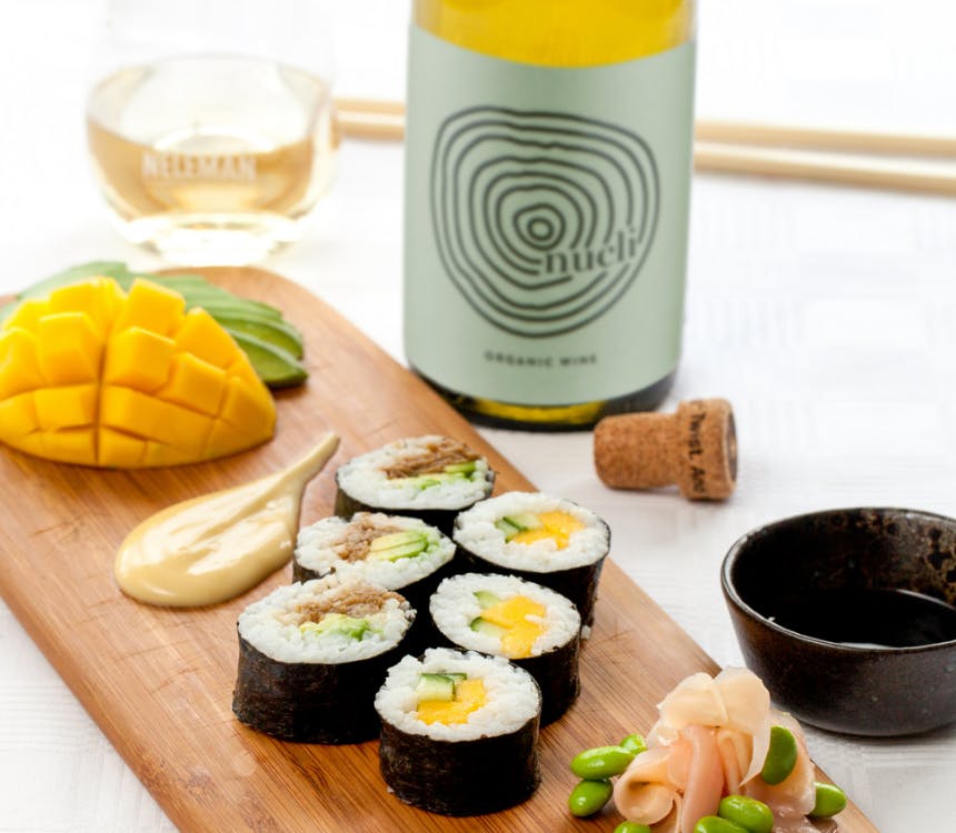 Recept: Nucli Macabeo Sauvignon Blanc en sushi met miso mayo